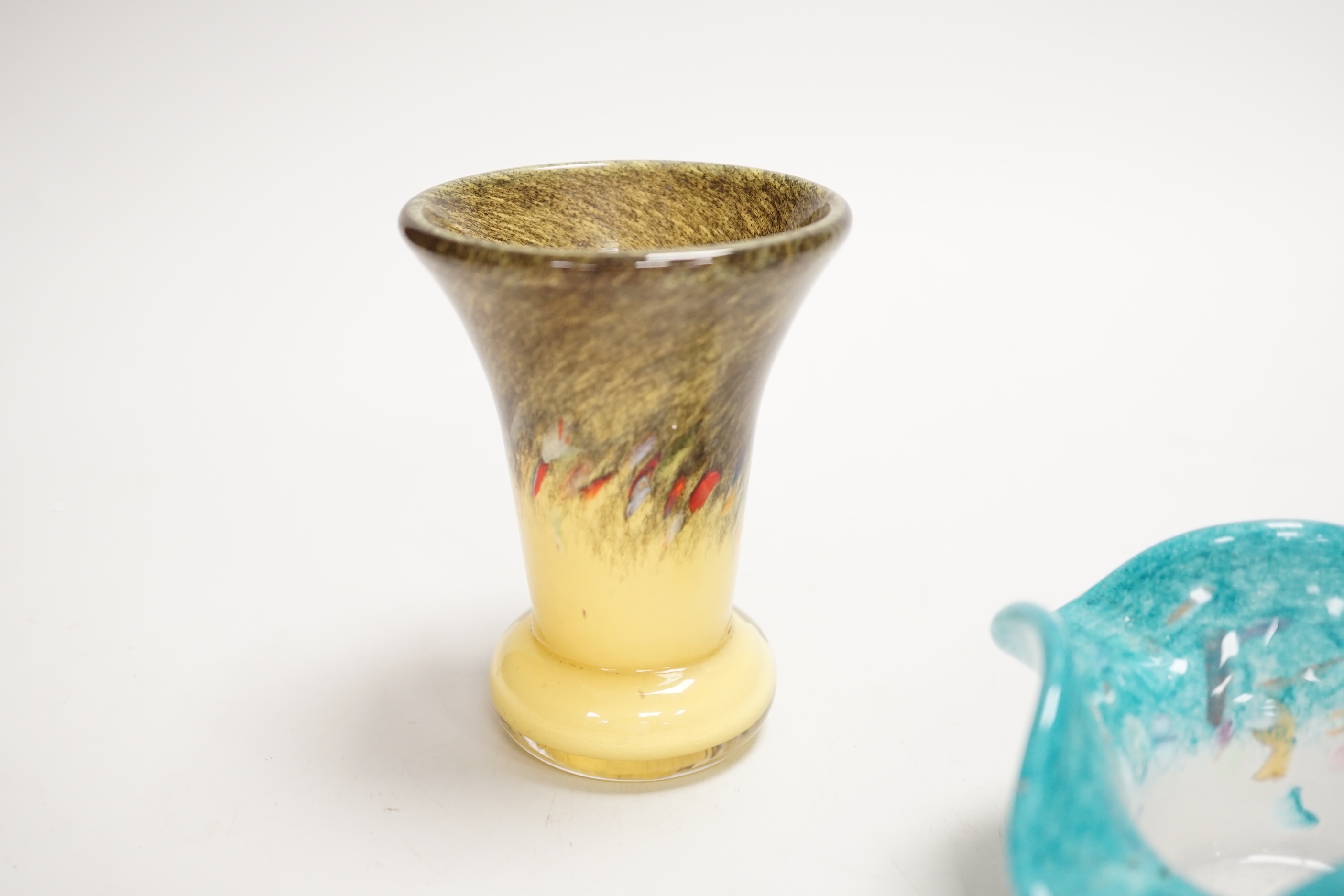 A Vasart glass vase and pot, the largest 10cm high
